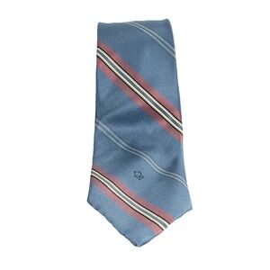 Christian Dior Paris New York Silk Tie – Navy Blue Red Stripe Vintage Classic
